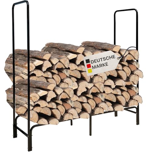 NYVI Kaminholzregal NYVILiving Ignio 119 x 34 x 103 cm aus Metall mit Wasserdichter Abdeckung - Wetterfest, Rostfrei, Hochbelastbar bis 150kg 0,42m³ - Brennholzregal Feuerholzregal für Innen & Außen