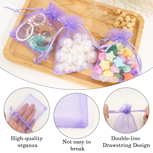 Image of joycraft Organza Bags 2.7x3.5 inch - Light Purple Drawstring Gift Packaging Pouch with Breathable Mesh for Wedding Favors, Jewelry Display, Candy Bags | Reusable Craft Supplies, Small Business