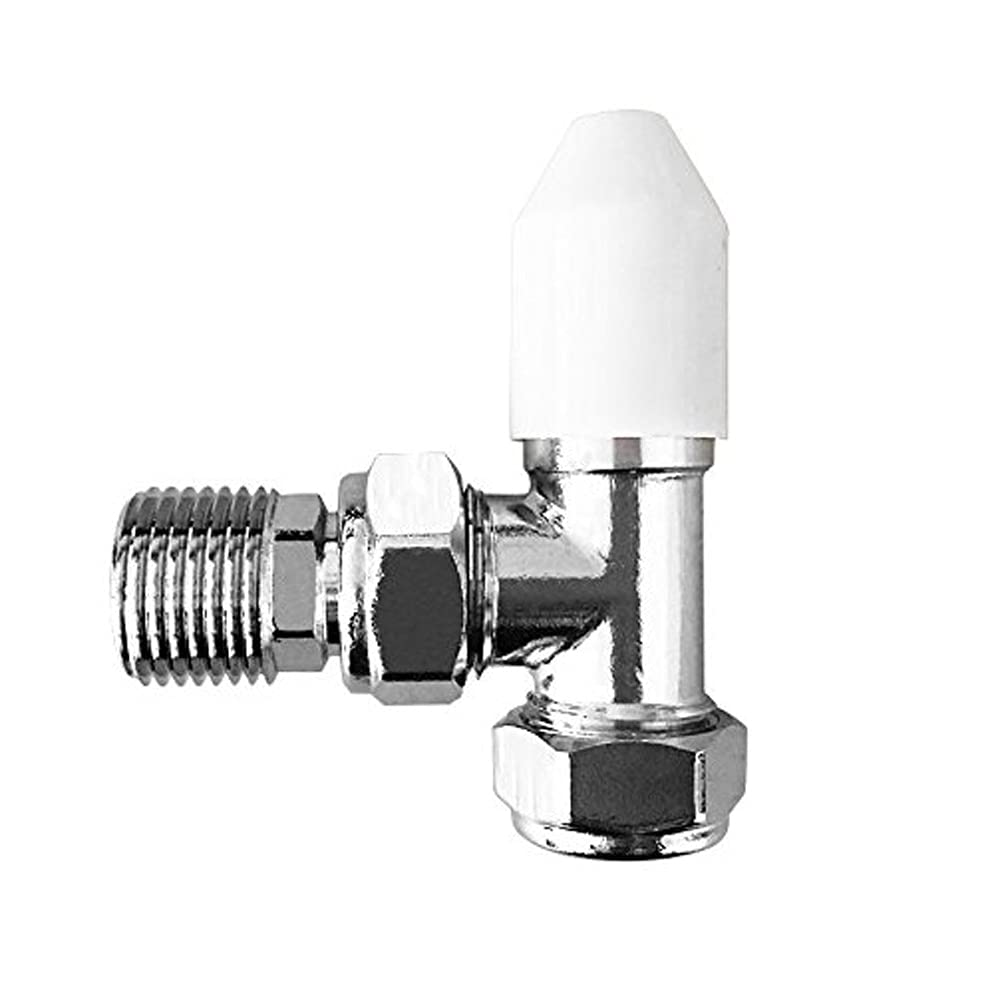 Válvula de radiador de diseñador con toallero en ángulo termostático de 15 mm x ½ Grifos de calefacción Central con válvula en ángulo con Protector de detención Libre Blanco y Cromo