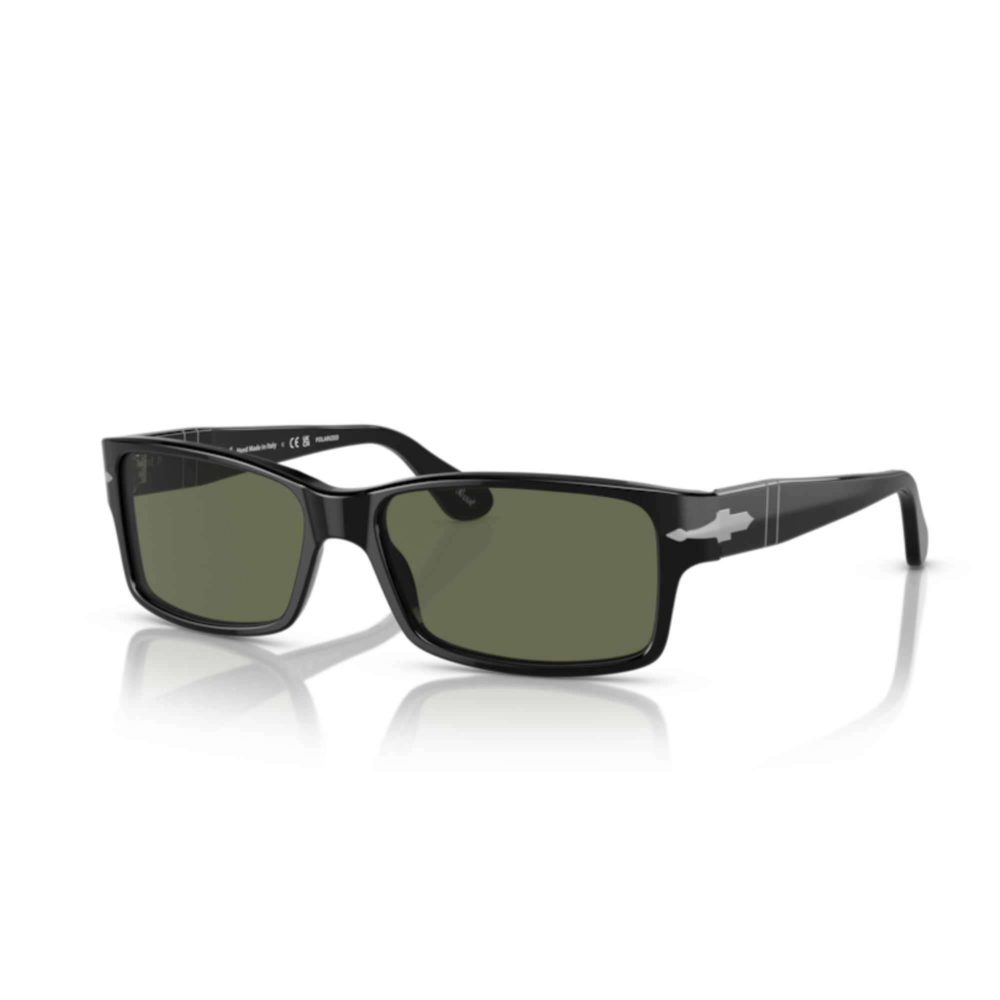 Persol PO2803S 95/58 58MM Black/Polarized Green Rectangle Sunglasses for Men+Bundle with Accessory Eyewear Kit