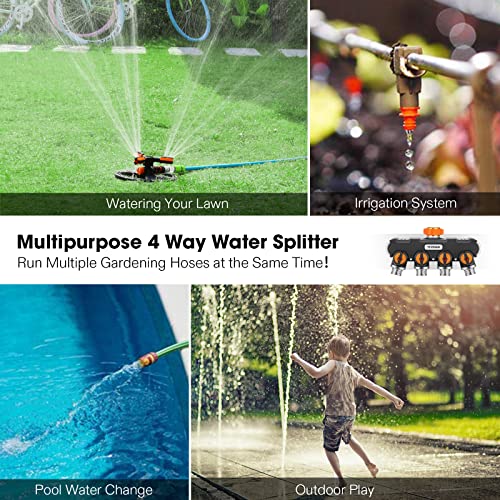 VIVOSUN Garden Hose Splitter 4 Way, Heavy Duty Water Hose Connector 3/4", Water Hose Manifold, Faucet Adapter with Comfortable Rubberized Grip for Drip Irrigation, Lawns by VIVOSUN - Image 6