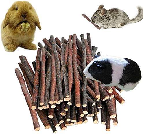 Petawi 120PCS Apple Chew Sticks for Chinchillas Guinea Pigs Rabbits Bunny Chew Sticks Toys for Teeth Ideal Pet Supplies for Hamster…
