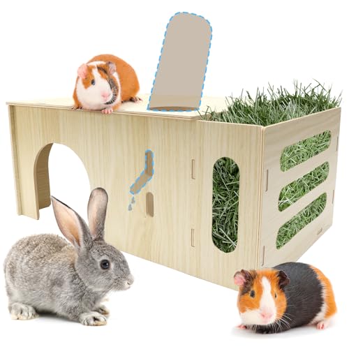 Fernlandia 3 in 1 Heuraufe Meerschweinchen Holz Meerschweinchen Zubehoer mit Heuraufe...