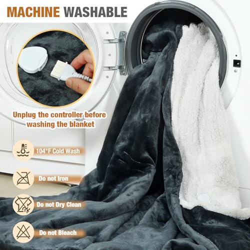 Wearable Heated Blankets, Electric Snuggle Blanket with Foot Pockets, Sleeves, Hood, Waist Belt, 50"x70" Electric Heating Throw Blanket Wearable Heated Robe - Image 6