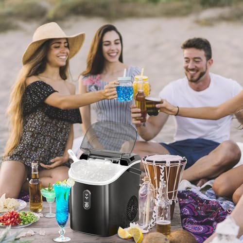 Antarctic Star Nugget Ice Maker Countertop, 34 lbs/Day Pellet Ice Machine with Self-Cleaning, Fast Ice Ready in 10 Minutes, Portable Ice Maker with Handle for Home, Office, RV, Camping(Black) by Antarctic Star - Used condition - Image 7