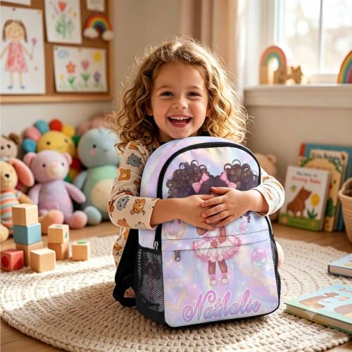 Image of Custom Backpacks for Girls Kids Personalized Backpack Set Back to School | Kid Customized Toddler Girl Backpack with Lunch Bag Book Bag Kindergarten Prek Preschool Daypack Birthday Gifts Little Girl
