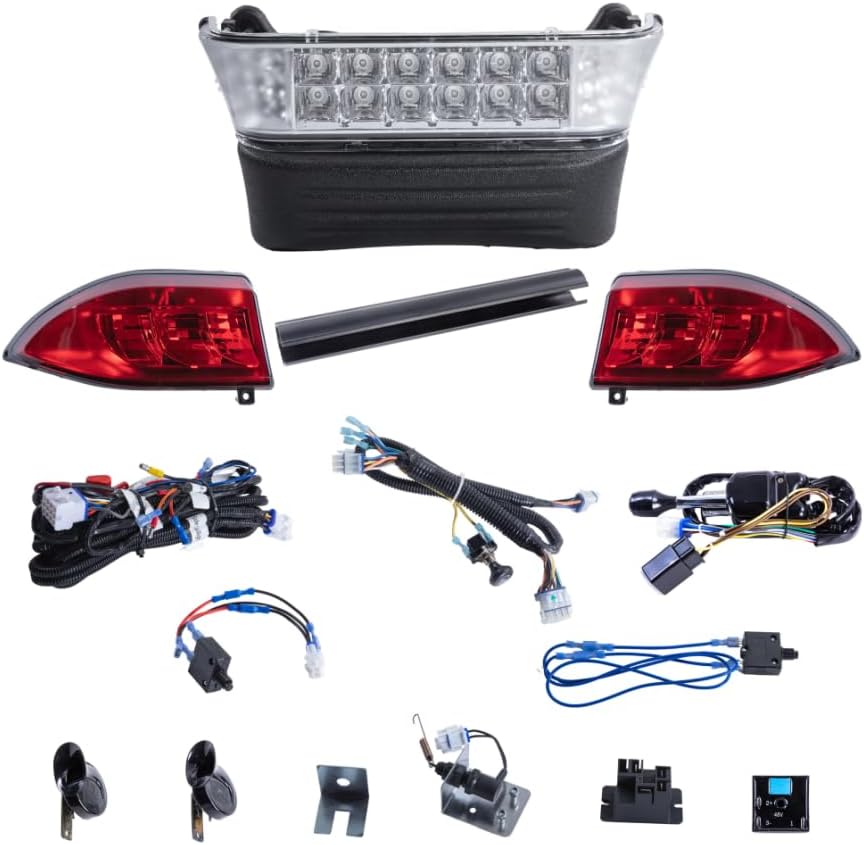 Club Car Precedent LED Ultimate Street Legal Light Kit 48V, LED Headlight, Taillight, Basic Wire Harness, Fuse Wire Harness, Standard Turn Signal Switch, Horn, Steering Wheel Cover
