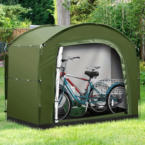 Lanbent Tienda de campaña impermeable para bicicletas de 2 a 5 bicicletas, peso pesado 210D Oxford, cubierta impermeable para almacenamiento portátil, cobertizo para bicicletas, herramientas de