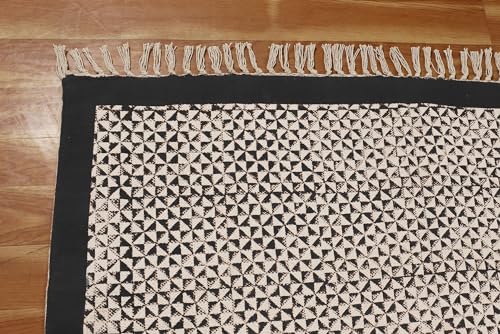 Tapis de couloir grand format 6,6 x 2,4 m en coton noir et beige intérieur - 7
