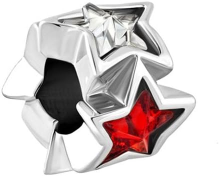 Star Charms for Charms Bracelet Blue Red White Crystal Birthstone Bead For Snake Chain Bracelet