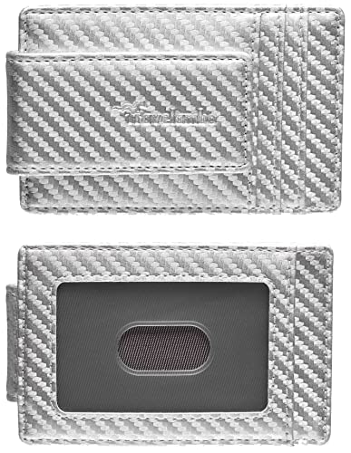 Travelambo Money Clip Front Pocket Wallet Slim Minimalist Wallet Rfid Blocking(Carbon Silver) #TOP8
