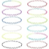 PAGOW 12pcs Tattoo Choker Set, Colorful Gradient Stretchy 90s Choker Necklace, Adjustable Retro Y2K Gothic...