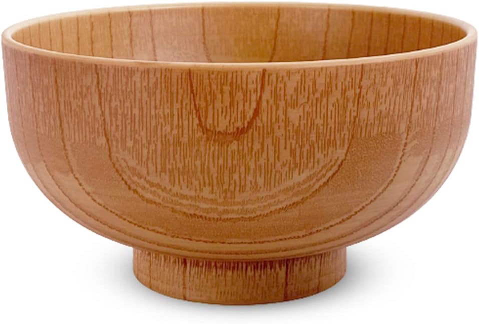 J-kitchens Miso Soup Bowl, Soup Bowl, 12.5 fl oz (370 cc), φ4.3 x H2.5 inches (11 x 6.4 cm), Heat Resistant, 110 Wooden Style Soup Bowl, Wooden Skin Slide, Made in Japan