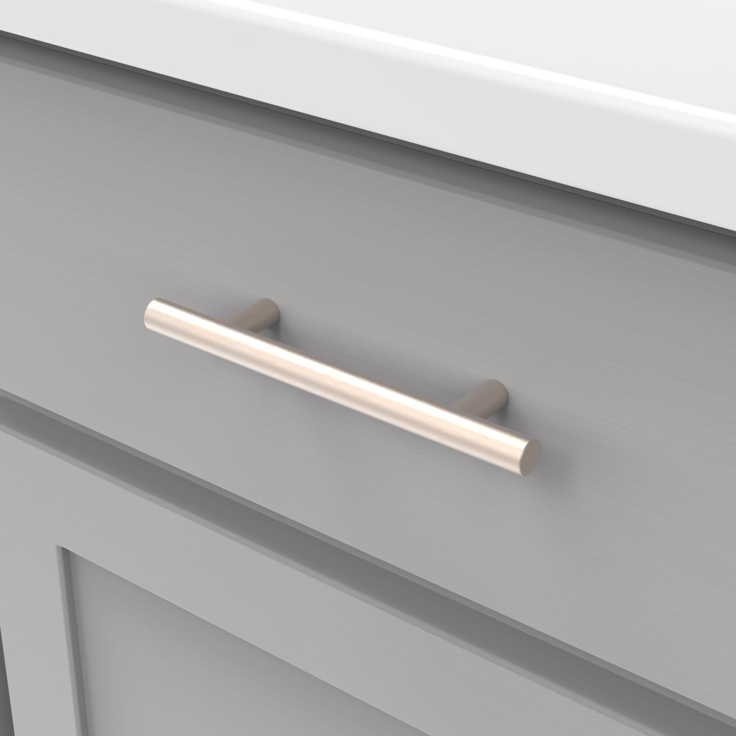 Hickory Hardware Basics Collection Bar Pull 3-3/4 Inch (96mm) Center to Center, Satin Nickel Finish, 10 Pack - Image 3