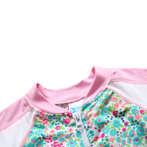 TAIYCYXGAN Baby Toddler Girls Long Sleeve Swimsuit Kids Two Pieces Rash Guard Sunsuit with Hat UPF 50+ UV Green 2-3T - Thumbnail 3