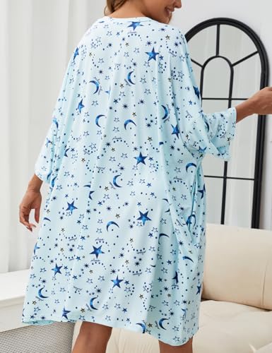 Image of Chunoy Women Oversized Nightgown Short Sleeve Sleepwear Dress with Pockets