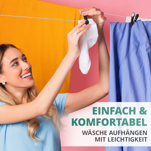 42 Wäscheklammern I stabil & langlebig I Schwarze Klammern mit sicherem Halt I Ideal zum Wäsche aufhängen, für drinnen & draußen I Fast ohne Abdruck