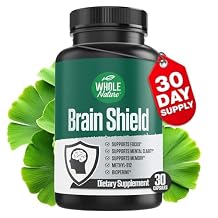 Brain Booster Nootropics - Brain Shield with Ginkgo Biloba, Alpha GPC and Bacopa Monnieri, Vitamin B12, B3 - Support Focus, Memory & Clarity, Energy & Stress Relief. 1