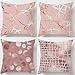 Lieson Juego de 4 fundas de almohada para exteriores, funda de almohada decorativa de 40 x 40 cm, diseño de lentejuelas, color rosa y morado