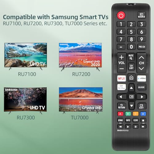 Image of for Samsung Smart TV Remote, Remote Control Replacement for Samsung LED LCD QLED 4K 8K UHD 3D HDTV HDR Curved Crystal Smart TVs (BN59-01315J)