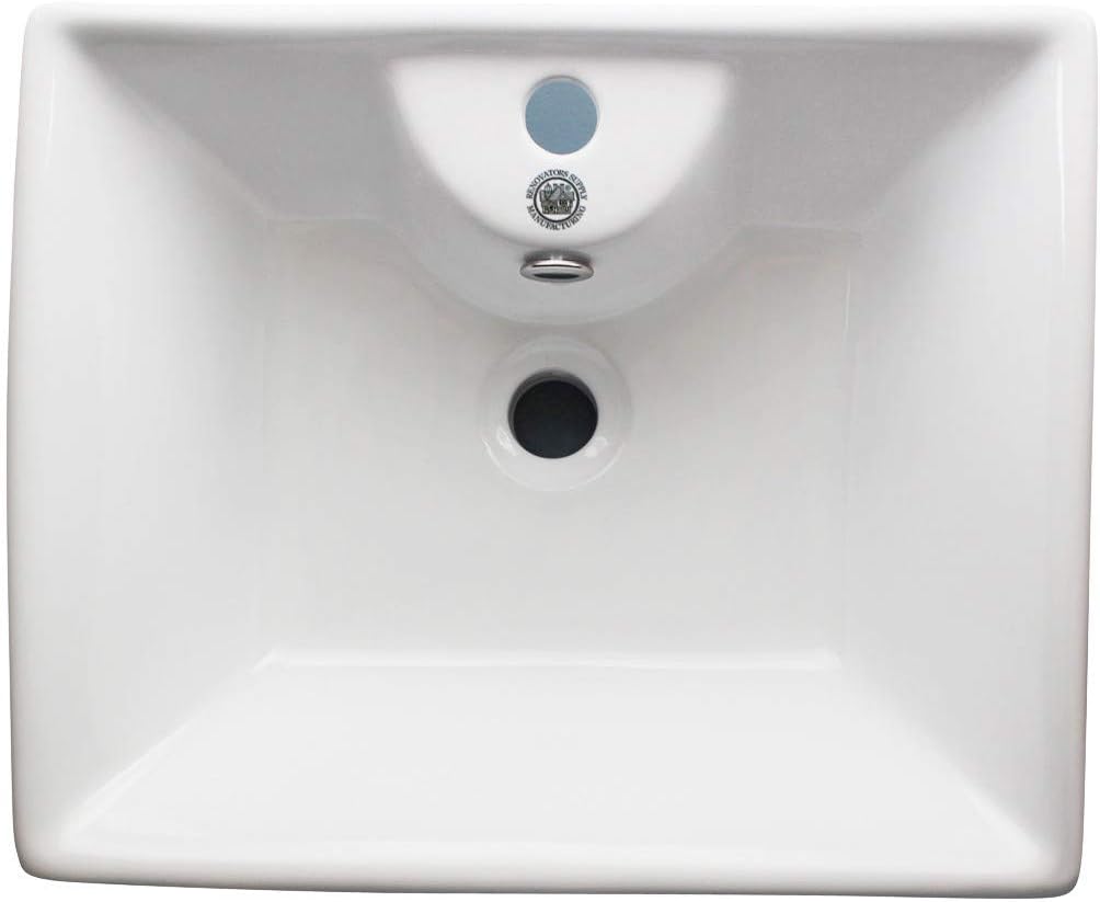 Chеареѕt 🛒 Newcastle 19 1/4 Square Countertop Vessel Bathroom Sink White With Overflow Pre-Drilled Single Faucet Hole Renovators Supply Manufacturing Bеѕt Prоmо Newcastle 19 1/4 Square Countertop Vessel Bathroom Sink White With Overflow Pre-Drilled Single Faucet Hole Renovators Supply Manufacturing