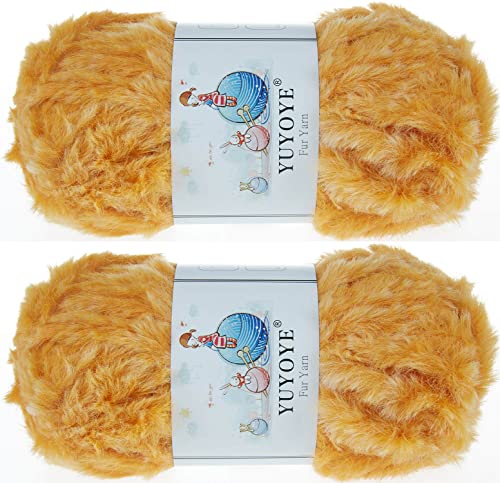 Yuyoye Super Soft Fluffy Fur Yarn For Crochet And Knitting, Faux Fur Thick & Quick Bulky Yarn (700-Ginger) #TOP15