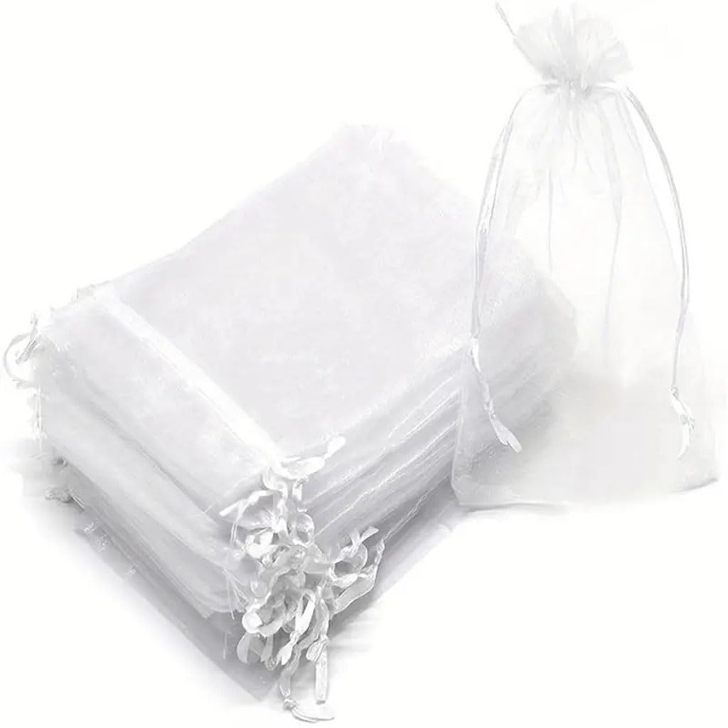 50pcs Fruit Protection Net Bags Pest Control Anti-Bird Netting Strawberry Mesh Bag Vegetable Netting Cover Gardening Tool(White 50pcs,7x9cm)