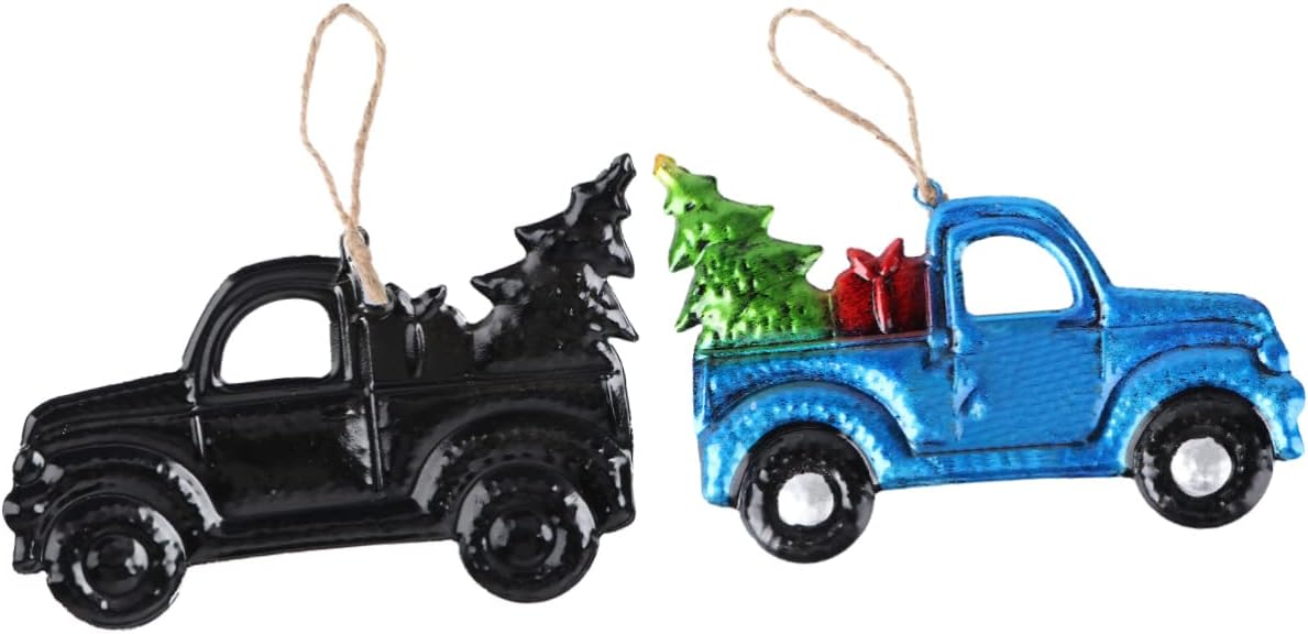 NOLITOY 4pcs Christmas Iron Sheet Pendant Random Car Toward Creative Hanging Decoration for Home Tree Fun Festival Ornament for Boys and Girls Year Parties Iron Material for Lasting Use
