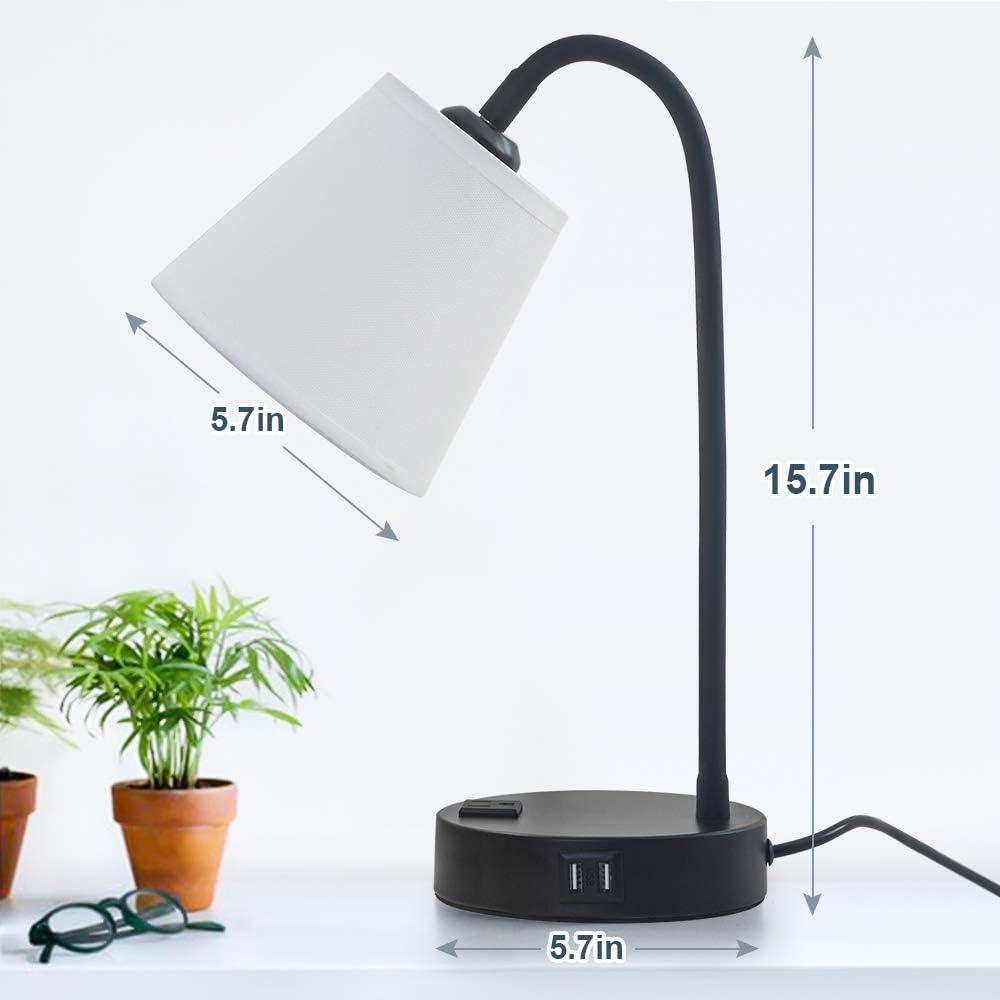 lifeholder Touch Lamp with Flexible Gooseneck,3 Way Dimmable Table Lamp Include Warm White Edison Bulb,Bedside Lamp Built in One Outlet&2 USB Ports,Touch USB Lamps Idea for Bedroom,Living Room,Office
