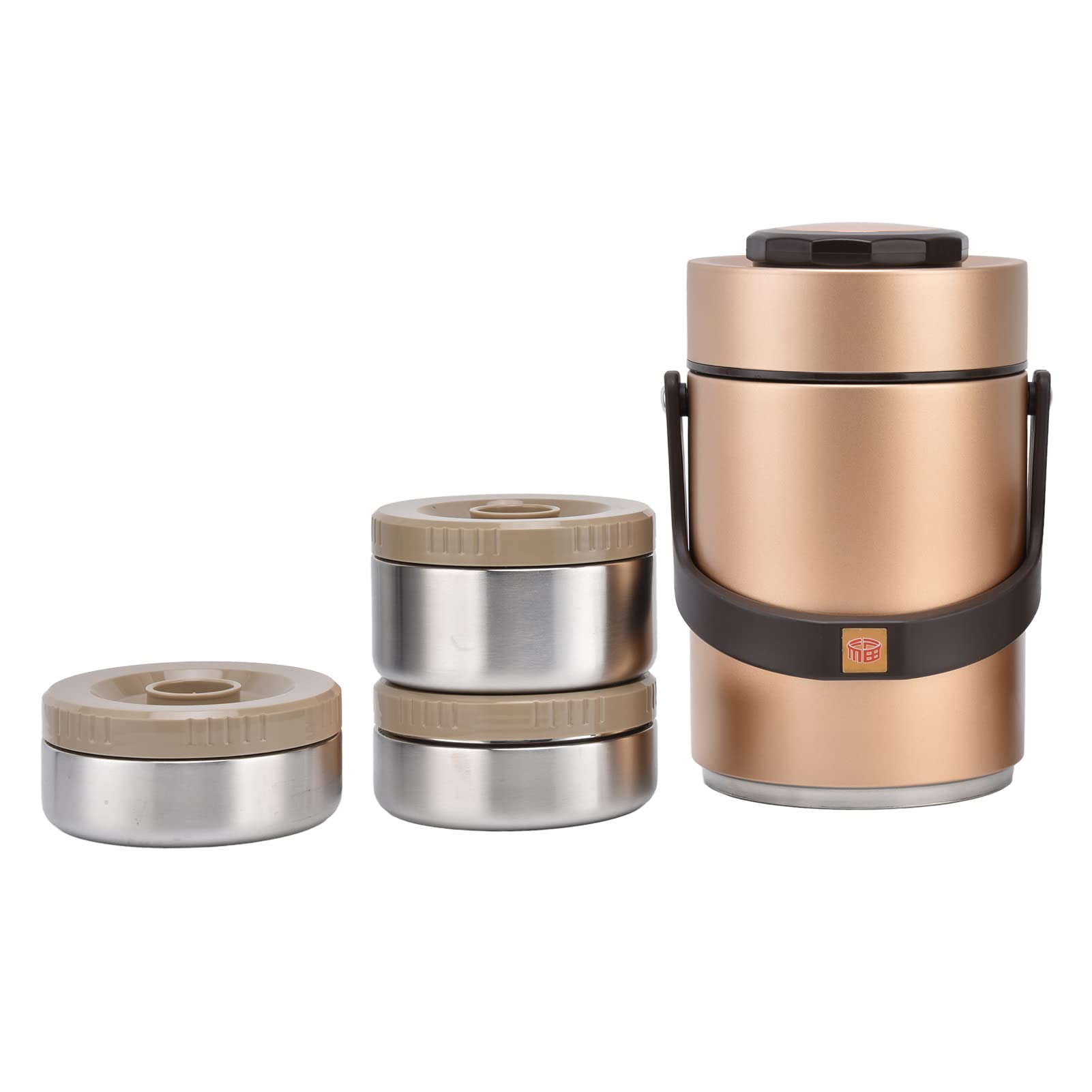 Portapranzo Isolato Sotto Vuoto in Acciaio Inossidabile 304 da 2000 Ml - Design Portatile a 3 Strati per Freschezza e Ritenzione del Calore di Lunga Durata (#2)