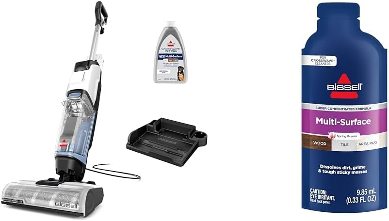 BISSELL CrossWave Edge, Multi-Surface Hard Floor Cleaner Wet Dry Vacuum with Zero-Gap Edge Technology, 4111A + Bissell Multi Surface Super Concentrate, 14 0.33 Oz packets included, 4144