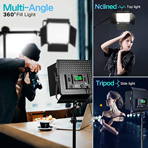 IVISII 2 Pack RGB LED Photography Lighting Kit with Stand Boom Arm, Full Color LED Video Lights Panel, Dimmable 2600K-10000K 9 Applicable Scenes Studio Lighting for Video Recording, YouTube - Thumbnail 3