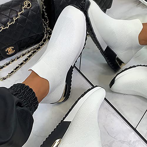 Air Cushion Slip-on Walking Shoes for Women,Orthopedic Diabetic Walking Shoes with Arch Support,Casual Breathable Knit Mesh Wedge Platform Sneaker Sandals4