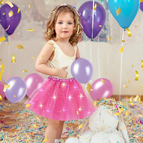 3 Pcs Light Up Tutu Skirt Stars Sequins Ballet Dance Dress Layered For Girls Light Up Skirts Led Tutu Tulle Skirt, 2-8 Year(White, Light Purple, Pink) #TOP5