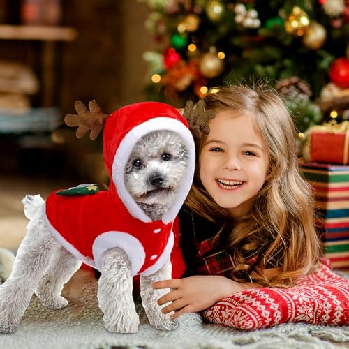 Haustier Weihnachtskostüm, Hundekostüme Weihnachten Elchkostüm, Katze Hund Weihnachtskostüm, Rentier Hundekostüm Pet Hoodies warme Hundemantel für Winter Frühling Weihnachten (L)