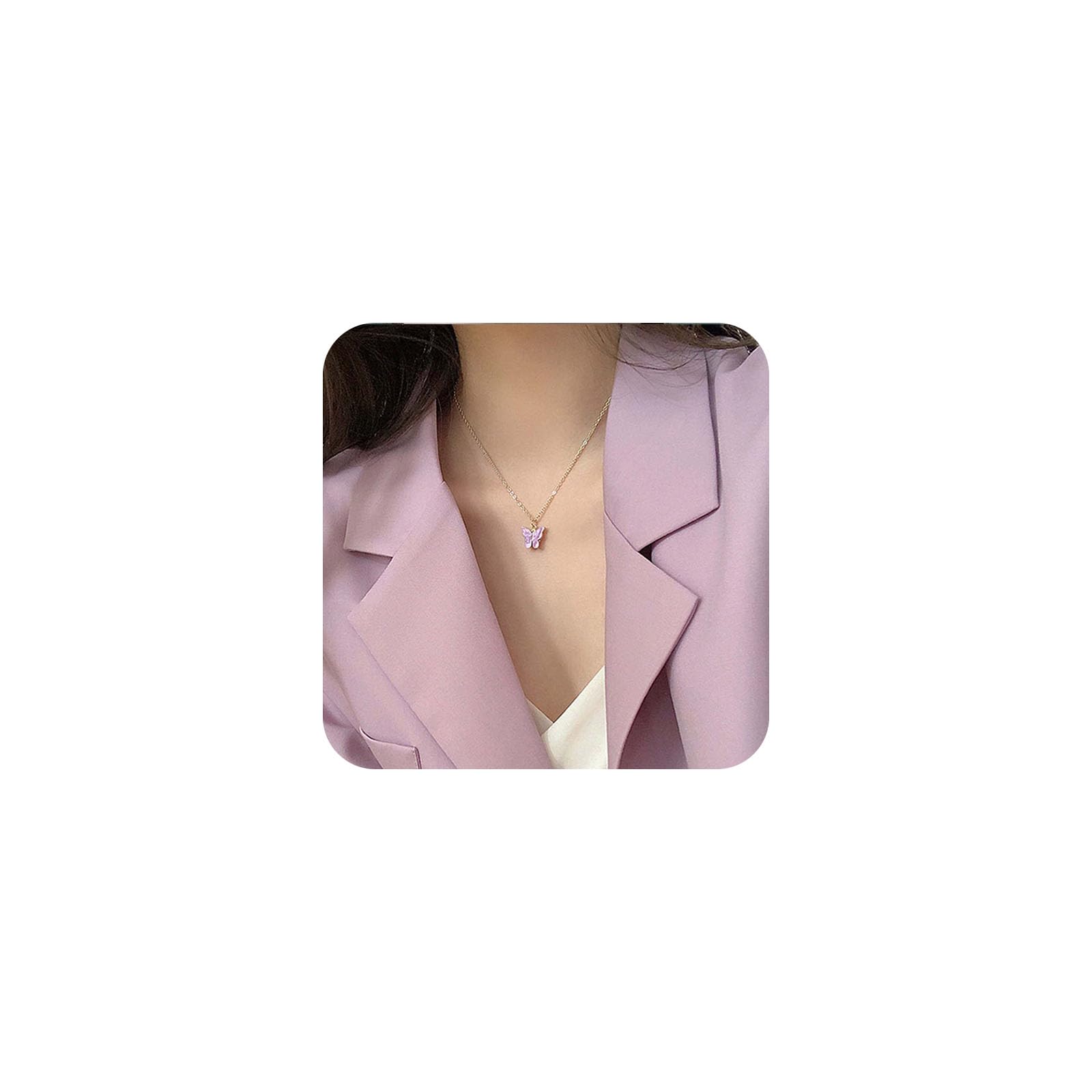 Yienate Boho Farfalla d'oro Collana Choker Vintage Collana con ciondolo a forma di farfalla bianca Divertente Acrilico Farfalla Choker Dichiarazione Farfalla Collana Fascino Gioielli per donne