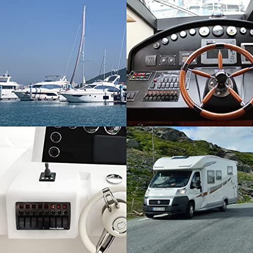 Thalassa 8 Gang Marine Boat Rocker Switch Panel Waterproof With Circuit Breaker, 12V On-Off Toggle Switchs Panel With Red Led Indicator For Rv Car Truck Vehicles Yacht #TOP7