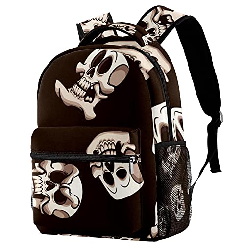 Sac à dos pour enfants en tissu sergé à motif tête de mort