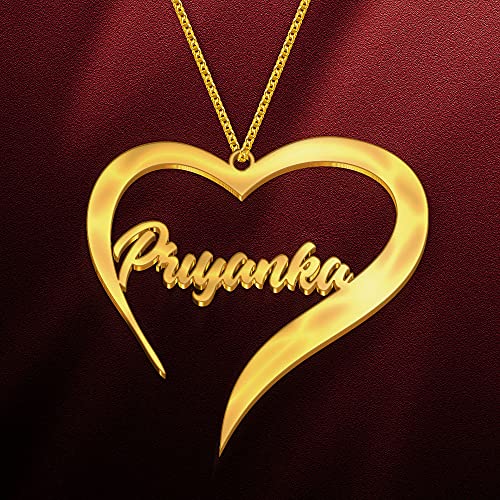Image of Priyanka Cursive Gold & Silver Name Pendant Necklace, Best Jewelry Gift for Girls.