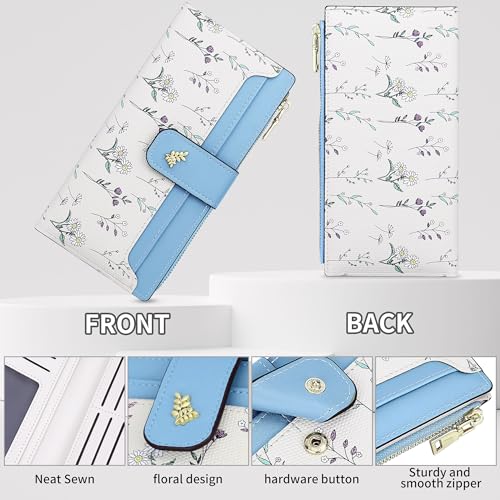 Wallet Women Slim Wallets for Women Cute Thin Blue Women's Wallet Kawaii Flower Womens Ladies Card Holder Wallets2