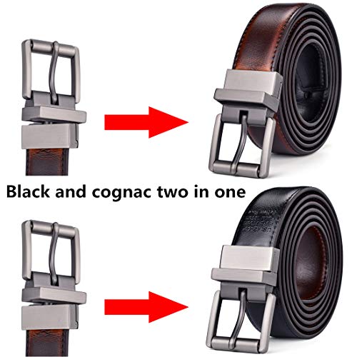 Image of Beltox Men's Belt Dress Casual Reversible Leather 1.1 inch w Roller Buckle Rotated