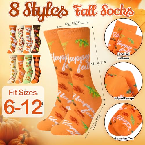 32 Pcs Fall Gifts Set Autumn Makeup Bags Bulk Pumpkin Socks Holiday to Do List Notepad Turkey Ballpoint Pens Keychain Thanksgiving Party Gifts3