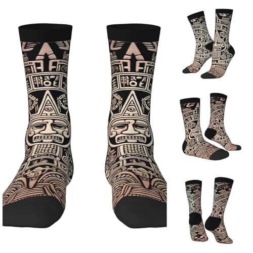 LZQPOEAS Mayan Calendar End of The World Athletic Socks Unisex Cushioned Crew Socks Hiking Running Calf Sock Soft Above Ankle Sock