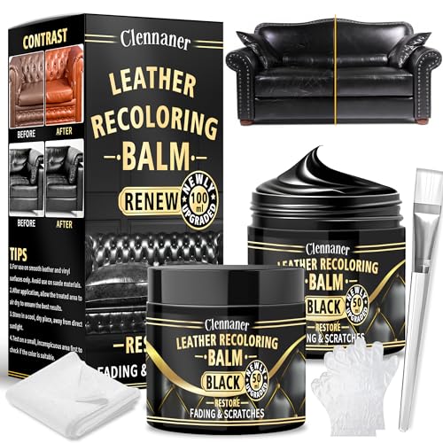 Leather Recoloring Balm, Color Restorer Conditioner, Leather Repair Kit for Furniture, Car Seats, Shoes, Dye Repairs Faded and Scratched, Cleans and Nourishes