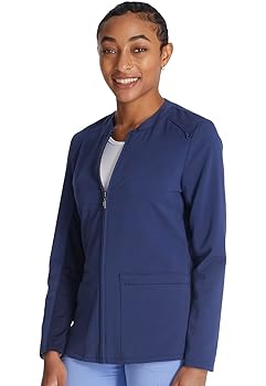 Amazon.com: Cherokee Women Zip Scrub Jacket with 2 Pockets