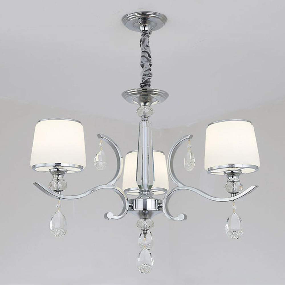 Lustre suspendu salon en cristal et plafonnier moderne E14 de 3 têtes