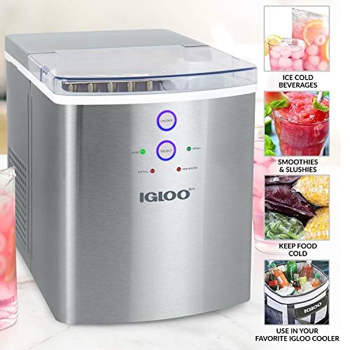 Image of Igloo Ice Maker Countertop, Portable Ice Maker, 33lbs, Stainless Steel