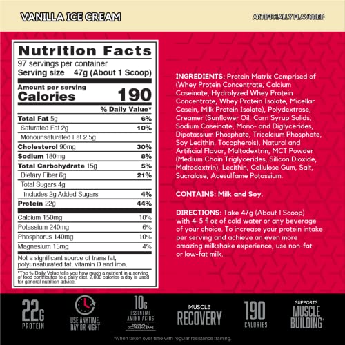 BSN SYNTHA-6 Whey Protein Powder, Vanilla Protein Powder with Micellar Casein, Milk Protein Isolate Powder, Vanilla Ice Cream, 97 Servings (Package May Vary)