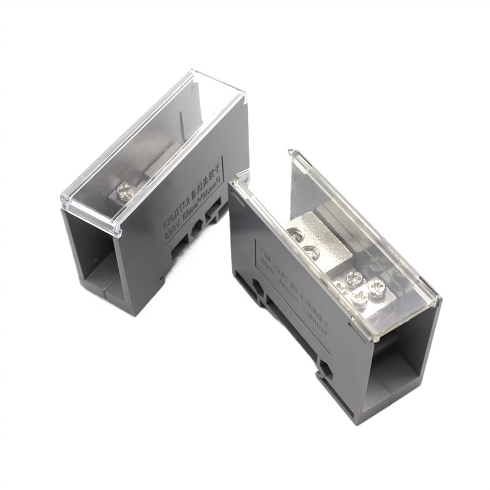 Bloque de terminales de carril DIN FJ6/JTS2, una entrada, 100A, 150A, 250A, 690V, conector de cable eléctrico de alta corriente, caja de conexiones dividida(1 IN 2 OUT Wide21)