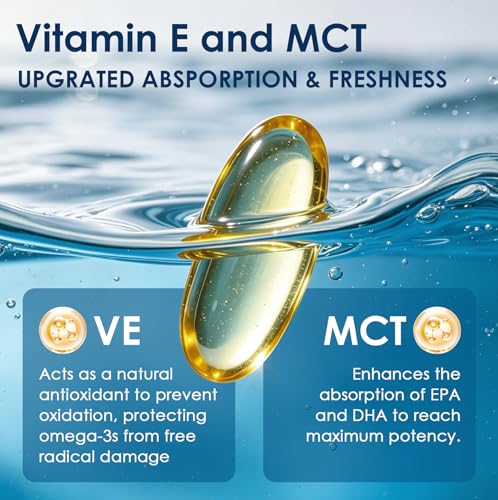 DRFOSTER Omega-3 Fish Oil 2000mg, Extra-Strength DHA + EPA Omega 3 Supplements with PS & Vitamin E for Brain, Cognition, Heart Health, Suatainably Sourced, 120 Softgels — view 5